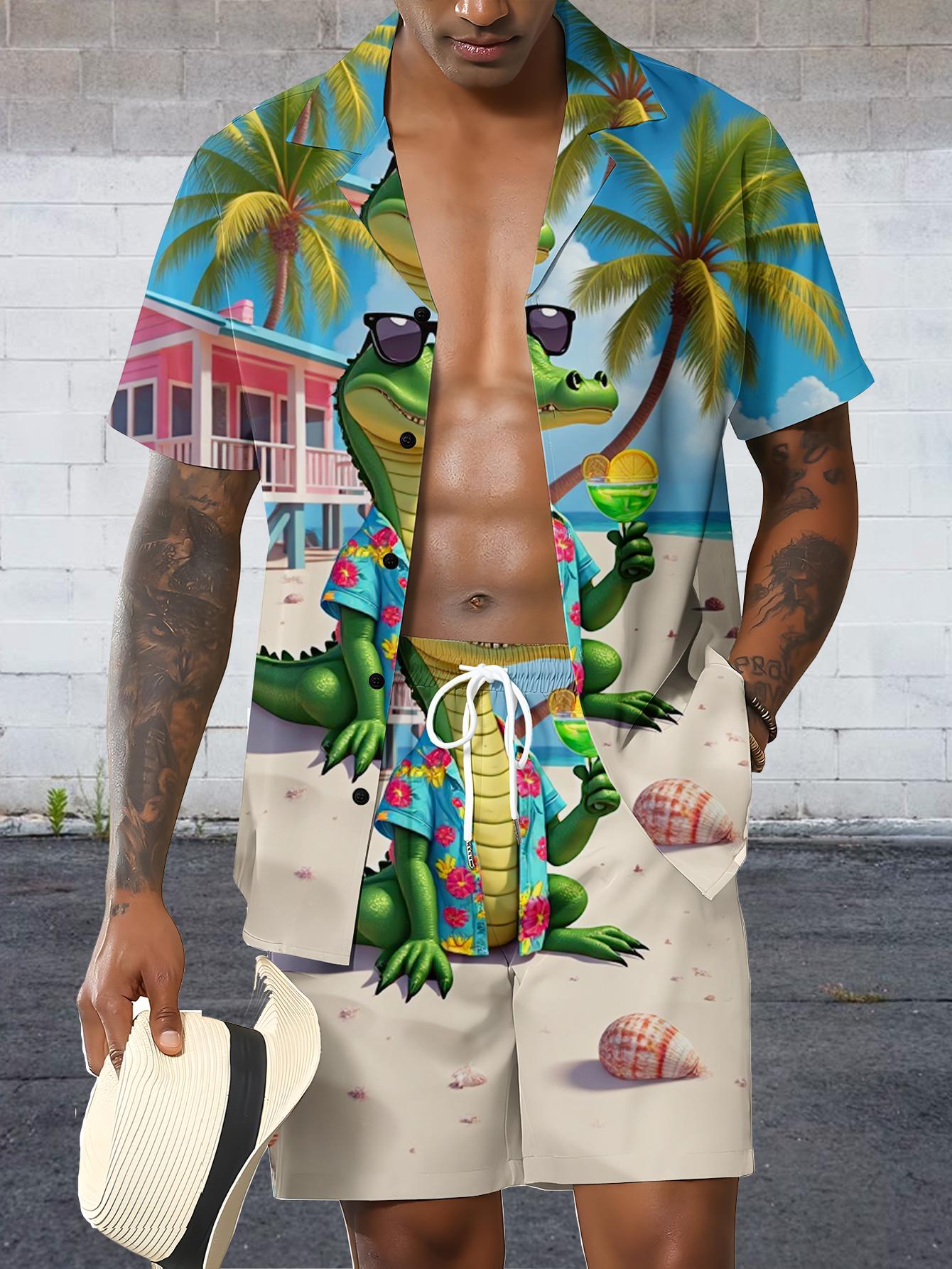 Summer Clothing Drip - メンズシャツセット 2026 春夏 ドリップ柄 3Dプリント ジョギングセット