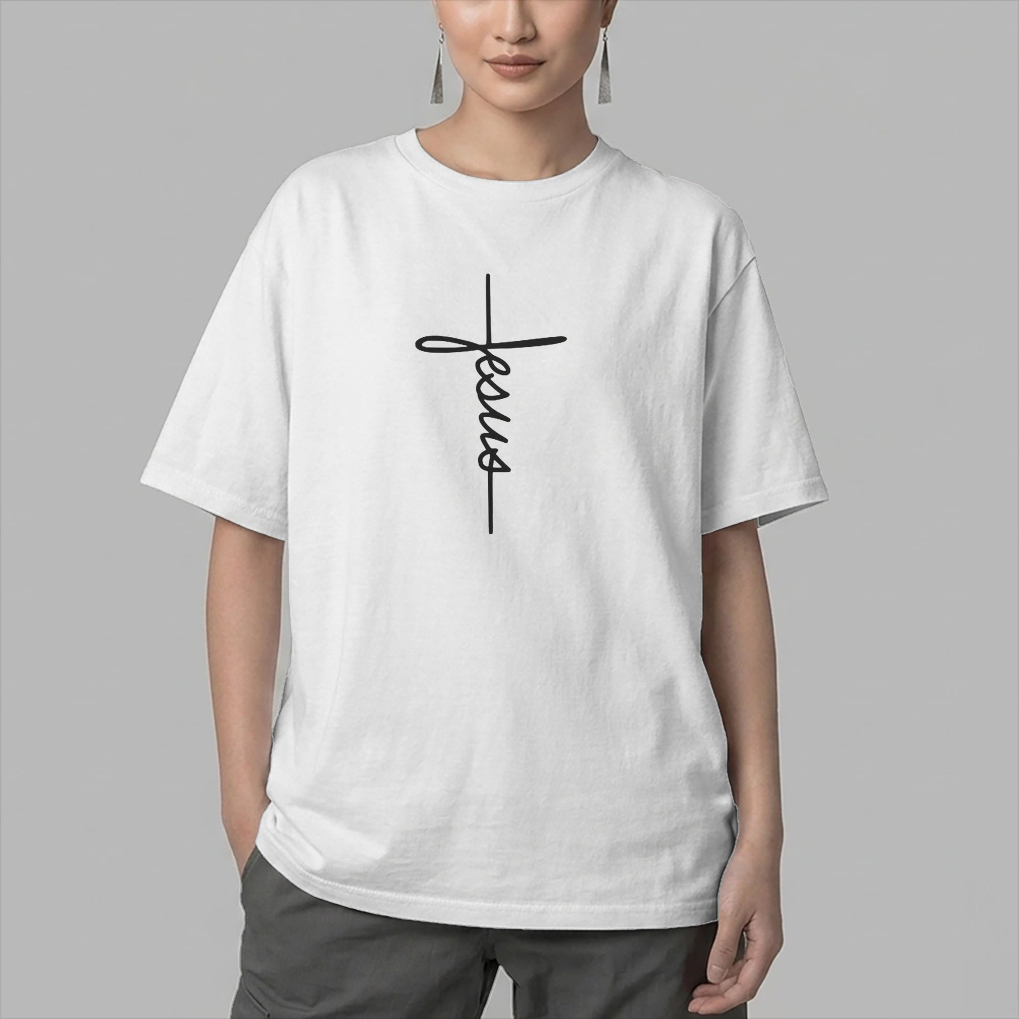 Summer Clothing Names - 男性 Tシャツ イエスの名前がクロスロゴとして表示される 素晴らしい純綿 Tシャツ 半袖キリスト教