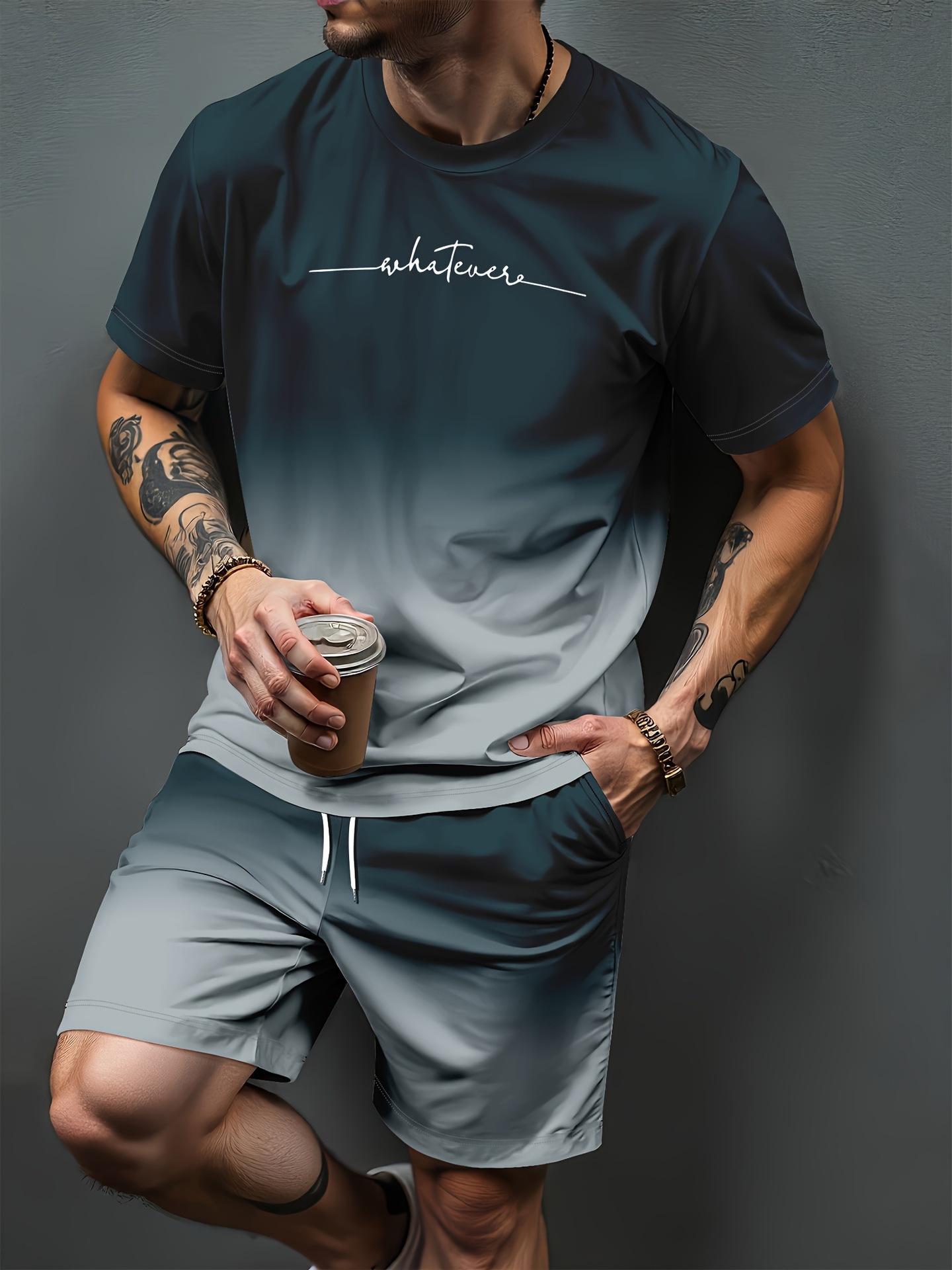 Summer Clothing Patterns - グラデーション文字パターン 3D プリントジャージ男性女性カジュアル半袖 Tシャツショーツセット 2 個スポーツウェアスーツ男性服