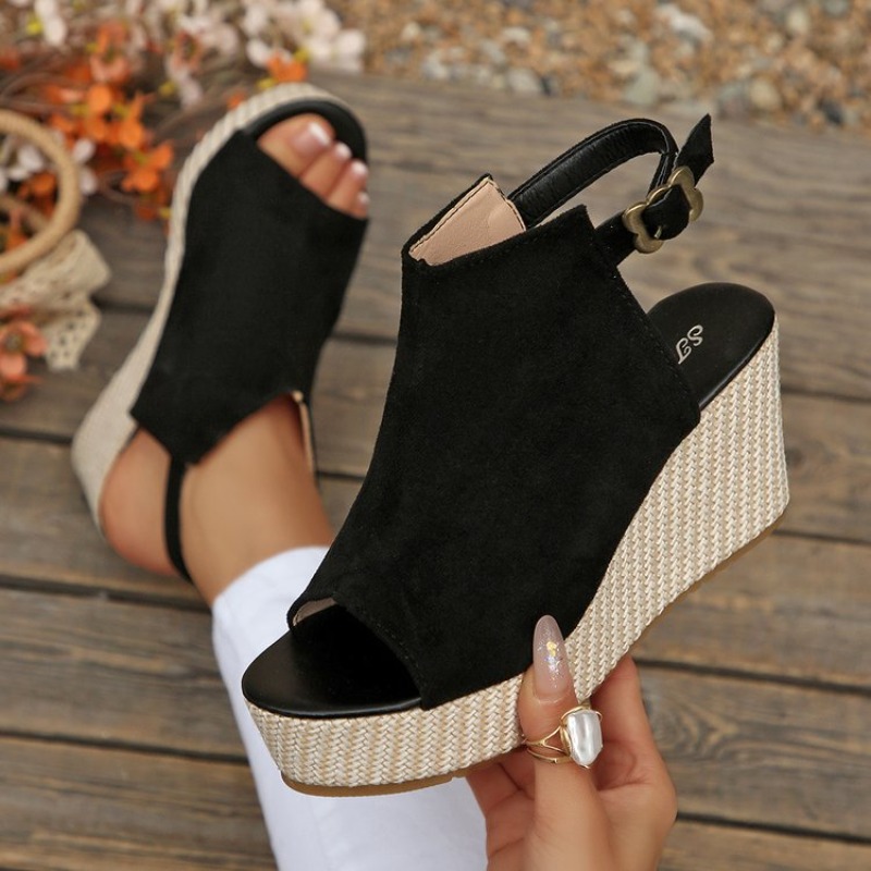 Espadrille Sandal Women - 女性サンダル夏ウェッジプラットフォームスエードオープントゥバックルアンクルストラップエスパドリーユカジュアルビーチ快適なウォーキングシューズ 2026