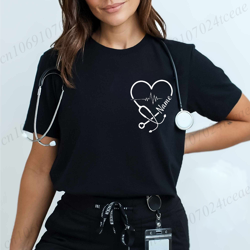 Summer Clothing Names - カスタムナースパーソナライズシャツ、女性男性用新しい看護師登録済みTシャツ、名前入りTシャツ、夏のファッションユニセックスTシャツ