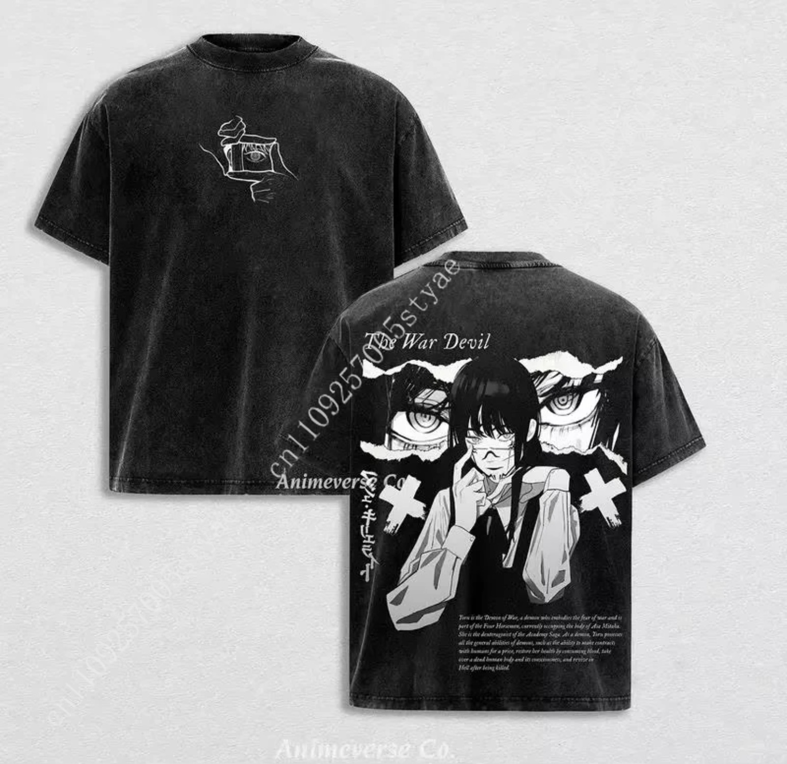 Summer Quilt - アニメチェーンソーマン三鷹アサグラフィックTシャツメンズ服半袖TシャツウォッシュドコットンTシャツ原宿2026夏Tシャツ