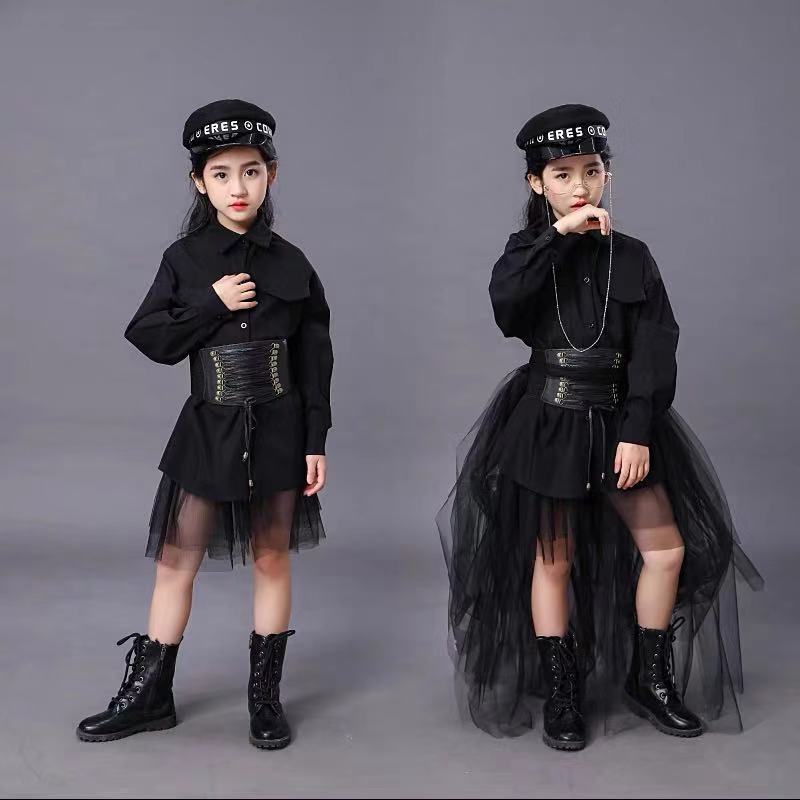 Summer Clothing Girl - 子供の黒のスーツ女の子モデル競争滑走路ファッションキャットウォーク服ドレス 6 月 1 日パフォーマンススーツ潮夏