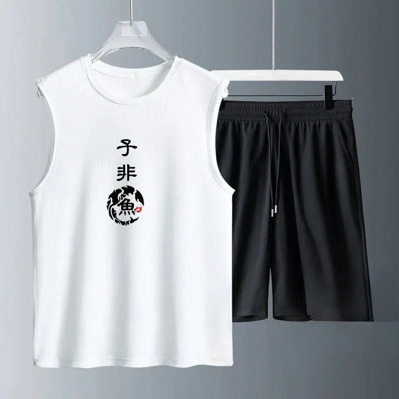 Summer Clothing Drip - メンズタンクトップセット 2026年夏 速乾性ドライウェア オーバーサイズ ランニング用 ツーピースセット