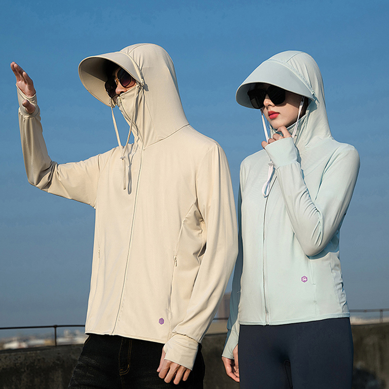 Yours Clothing Summer Jackets - ﻿ 夏薄いカップルスポーツレジャー日焼け止め服快適な高品質アイスシルク通気性屋外 UV 保護コート