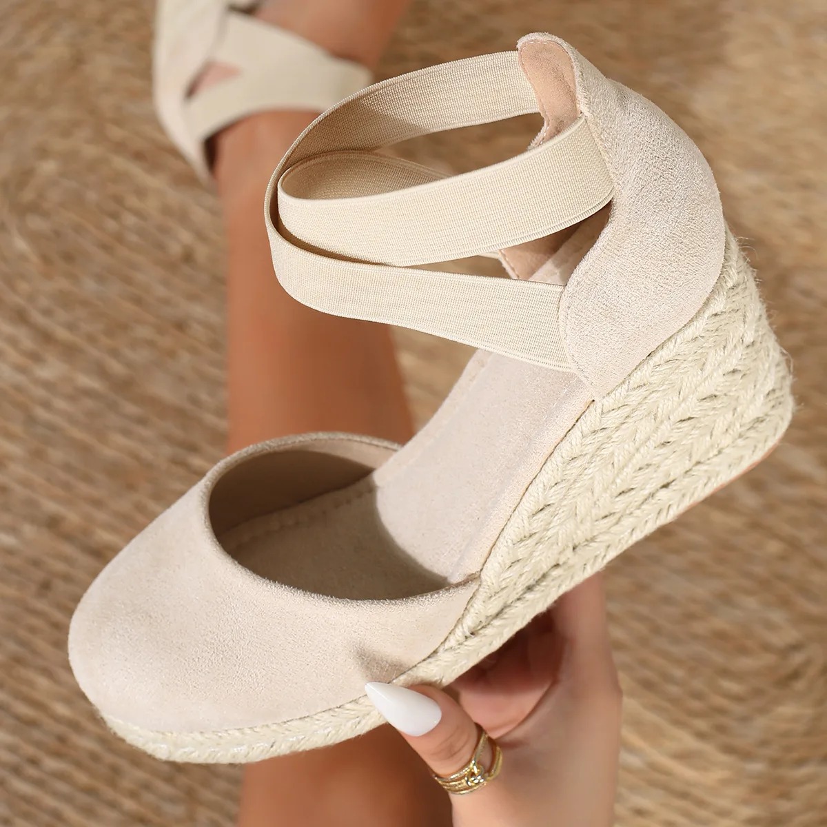Espadrille Sandal Women - カバートゥ レディース エスパドリーユ ウェッジ サンダル アンクルストラップ