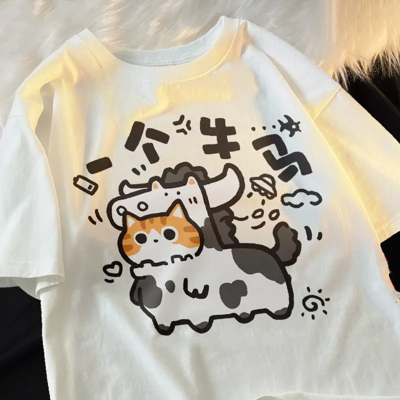 Summer Clothing Trends For Women 2026 - 面白いテキスト漫画プリント半袖 Tシャツ 2026 夏の新トレンド多用途プルオーバートップカジュアルファッション女性夏服