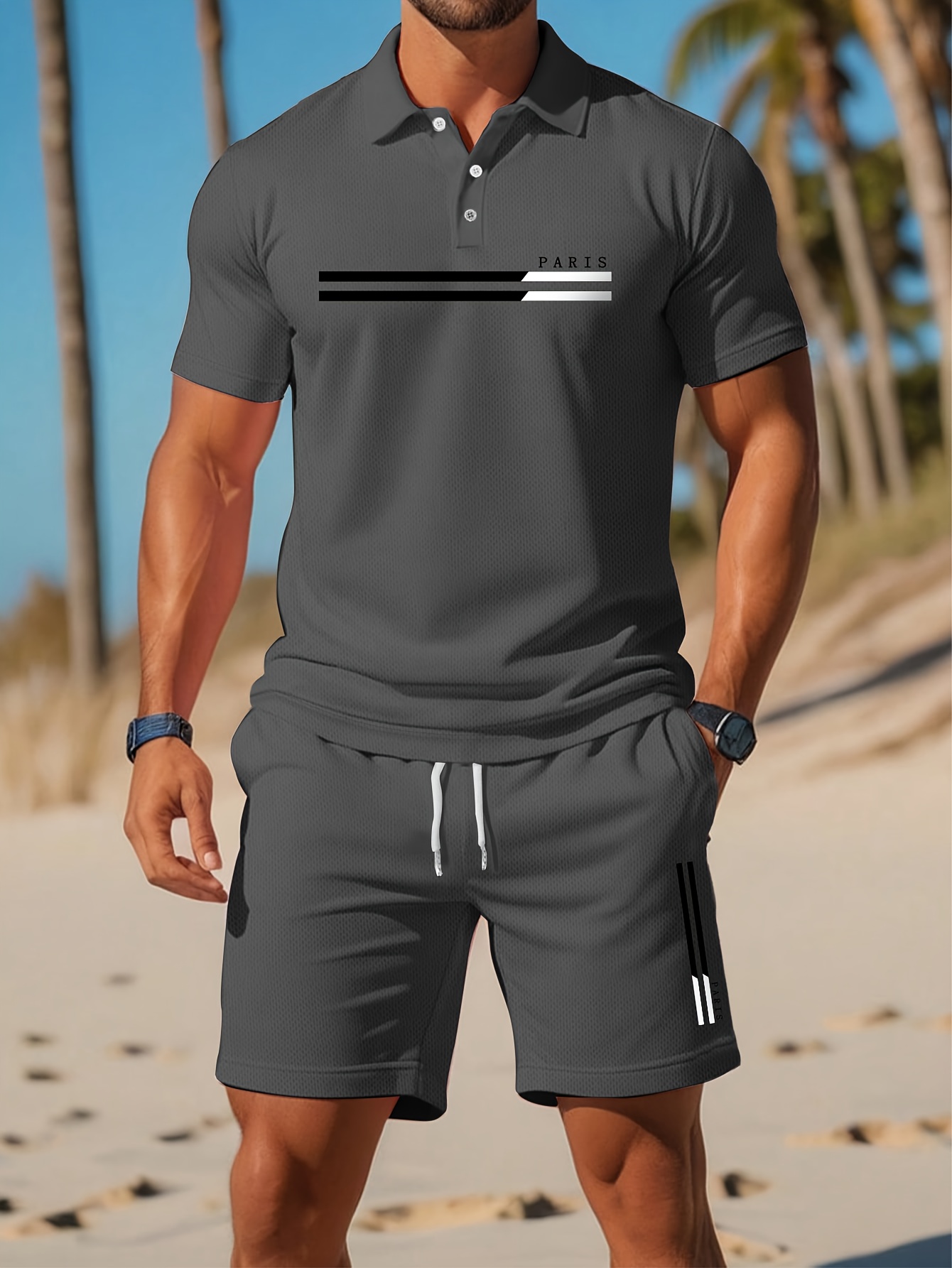 Summer Clothing Patterns - 2026年夏メンズポロセット - 3Dプリント柄 - 通気性抜群 軽量