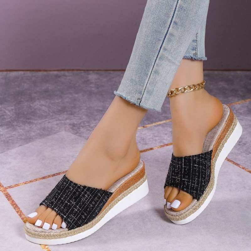Espadrille Sandal Women - レディース ウェッジサンダル エスパドリーユ プラットフォーム ミュール オープントゥ