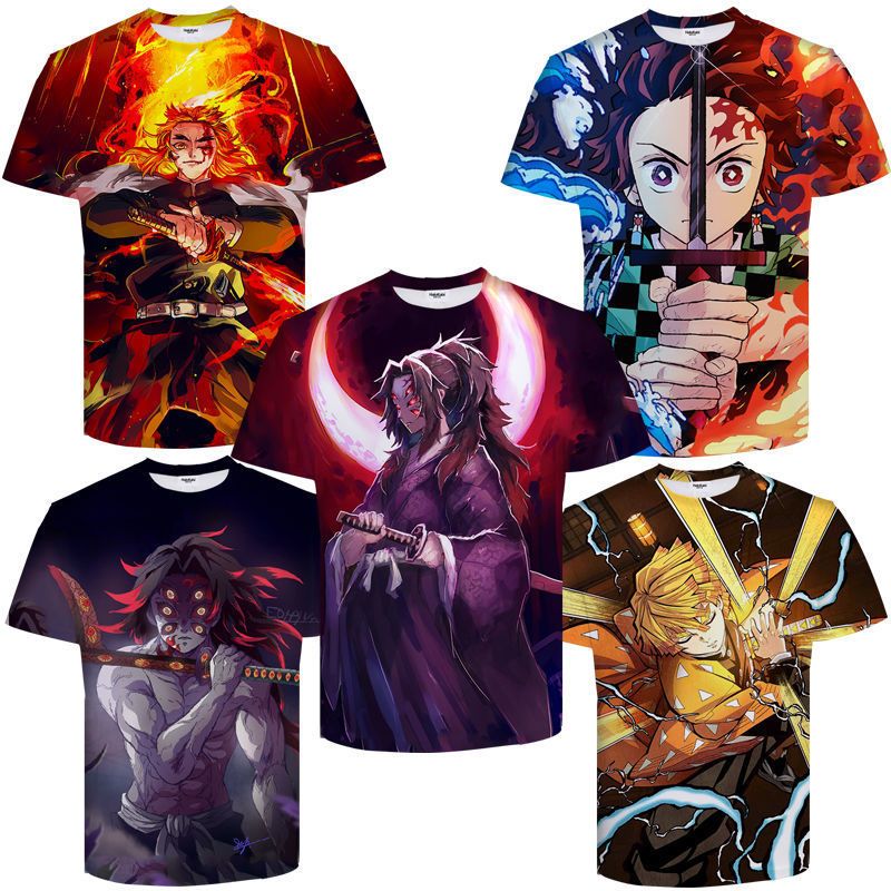 Summer Clothing Names - 2026年夏 ゴーストブレードテーマ「キャラクターネームシーン」3Dプリント通気性速乾Tシャツ男女兼用親子トップス