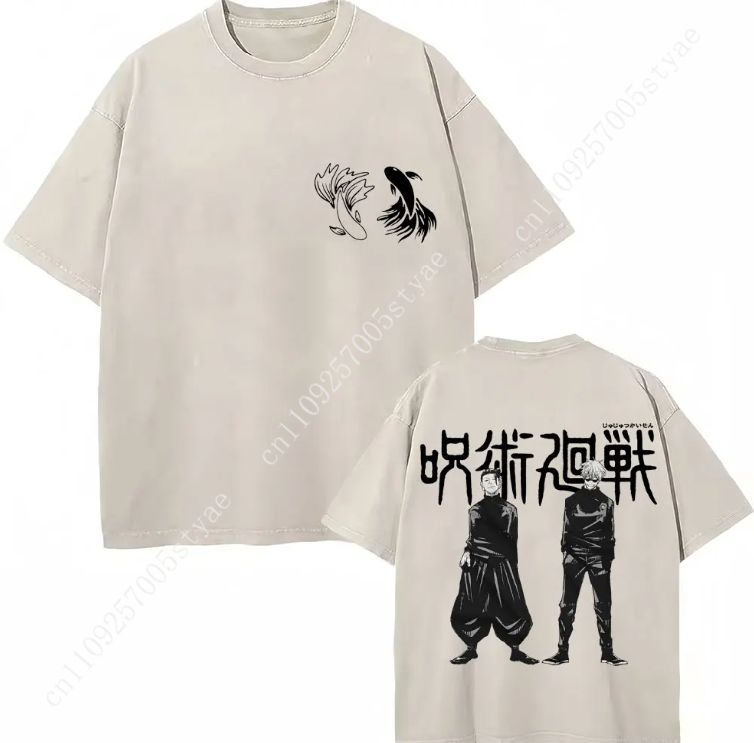 Summer Quilt - 日本アニメ呪術廻戦ウォッシュドTシャツ五条悟ゲトスグールTシャツカジュアルコットンオーバーサイズ原宿Tシャツファンギフト
