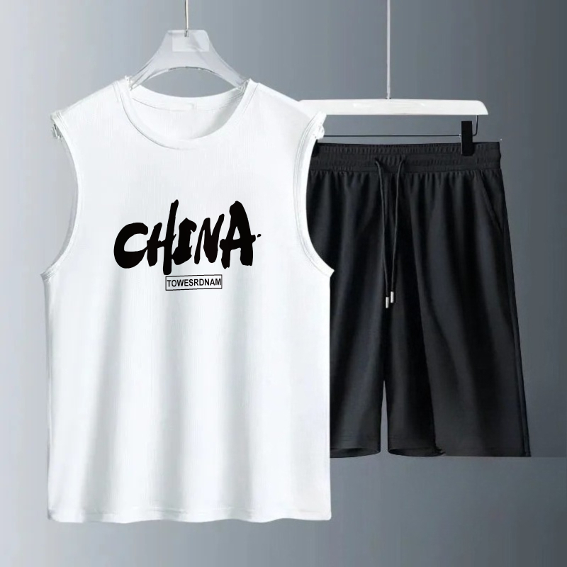 Summer Clothing Drip - メンズタンクトップセット 2026年夏 速乾性 通気性 ビーチスポーツ オーバーサイズ