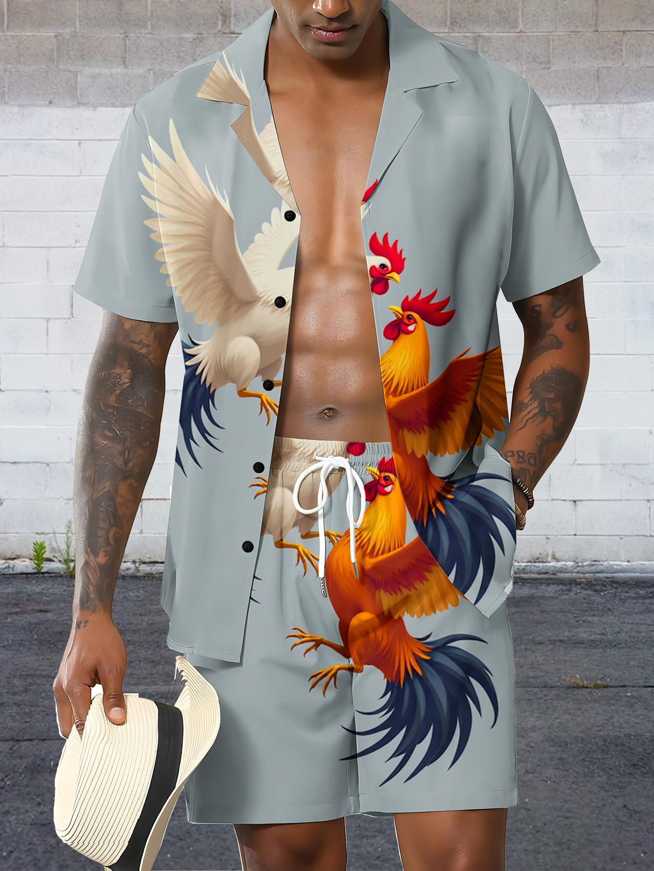Summer Clothing Drip - メンズシャツセット 2026 春夏 3Dプリント メンズスポーツスーツ ジャージセット