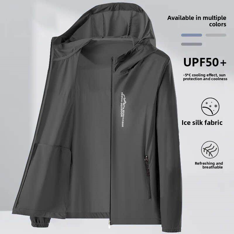 Summer Uv Clothing - メンズ夏軽量通気性アイスシルク UV 保護帽子衣類釣り作業サイクリングフード付き日焼け止めスーツ