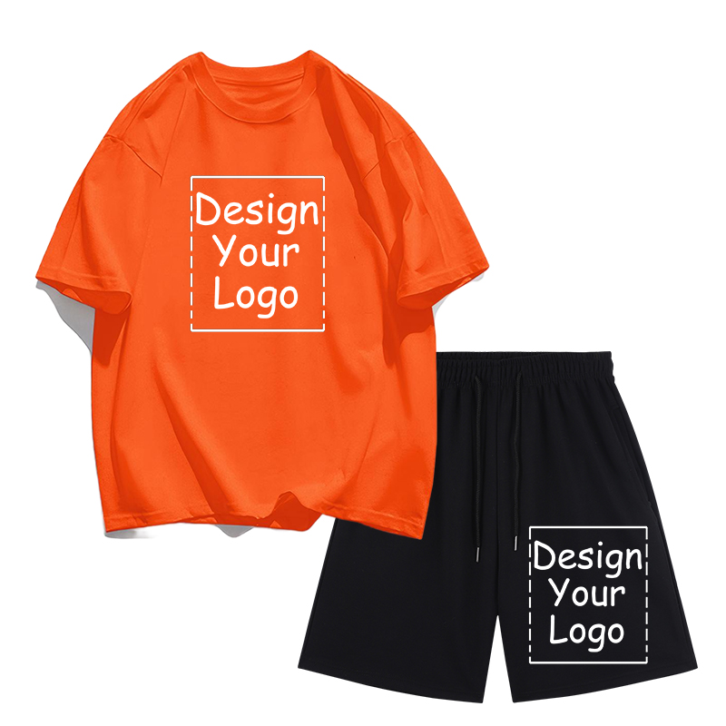 Summer Clothing Patterns - 夏の男性用パーソナライズパターンカスタム快適TシャツセットカジュアルS-3XLコットン半袖スポーツジムショーツチームワーク服