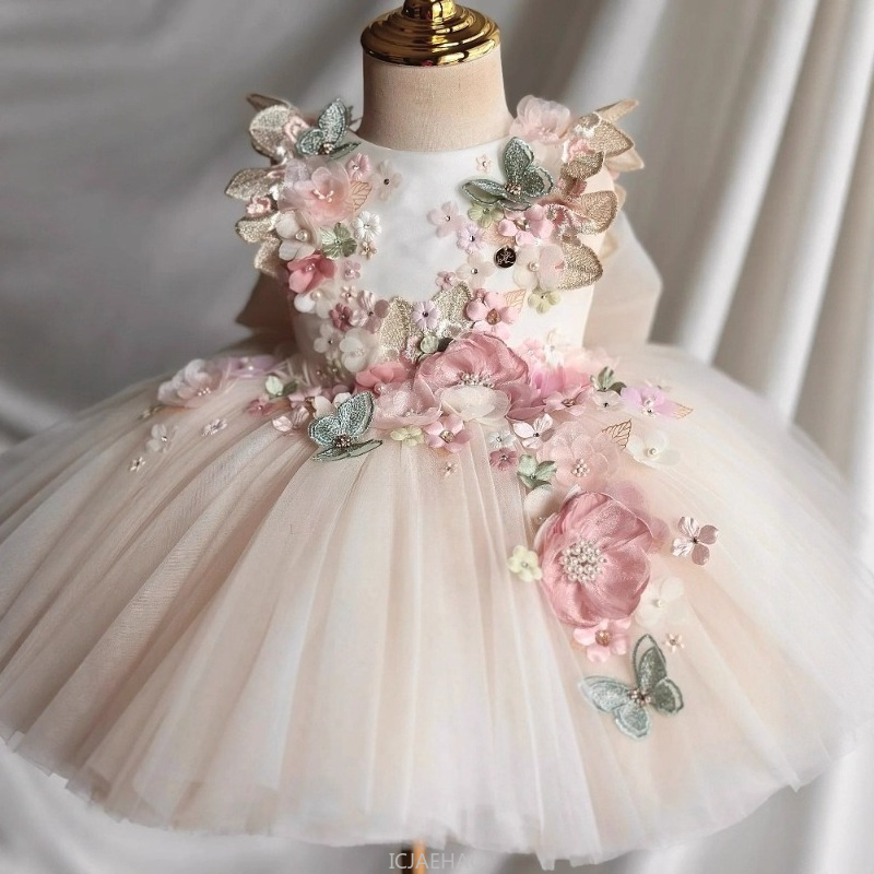 Summer Kids Clothing - 結婚式のドレス夏子供女の子最初の誕生日花柄プリンセスガウン衣装フラワードレス服服ベビーキッズ服