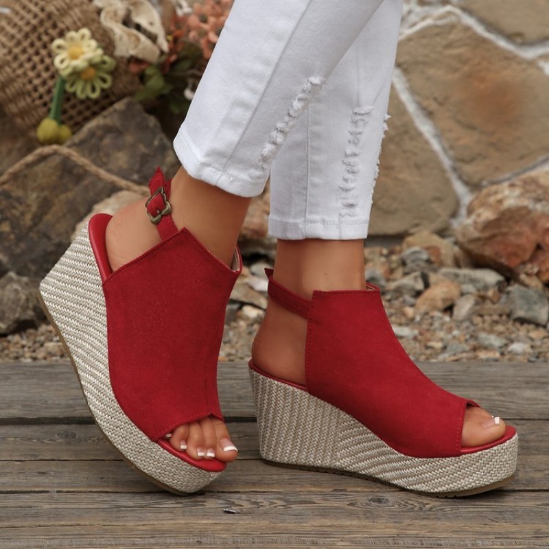 女性サンダル夏ウェッジプラットフォームスエードオープントゥバ - Espadrille Sandal Women のレビューと価格