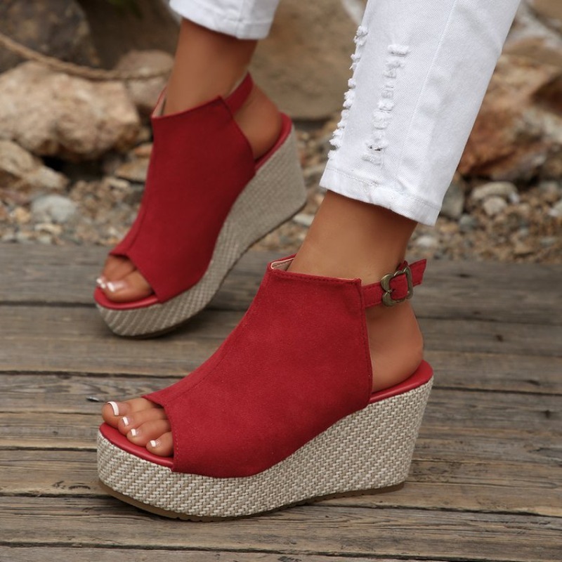 女性サンダル夏ウェッジプラットフォームスエードオープントゥバ - Espadrille Sandal Women のレビューと価格