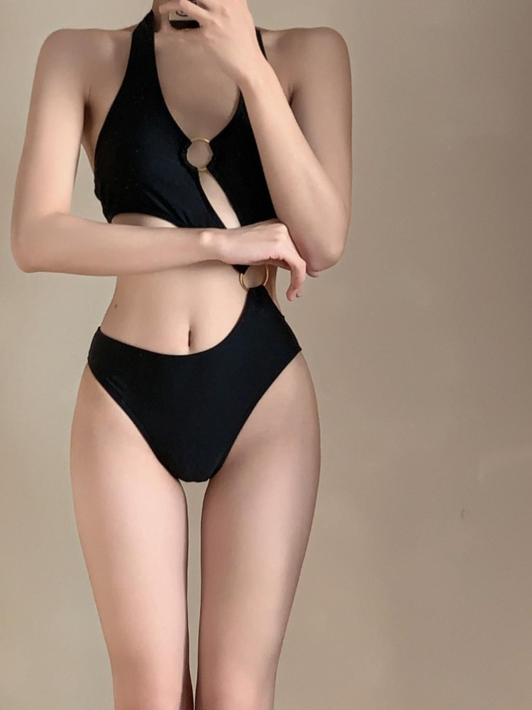 女性の黒のセクシーなハイウエストワンピース水着夏の高級ビーチ - Swimsuit One Piece のレビューと価格