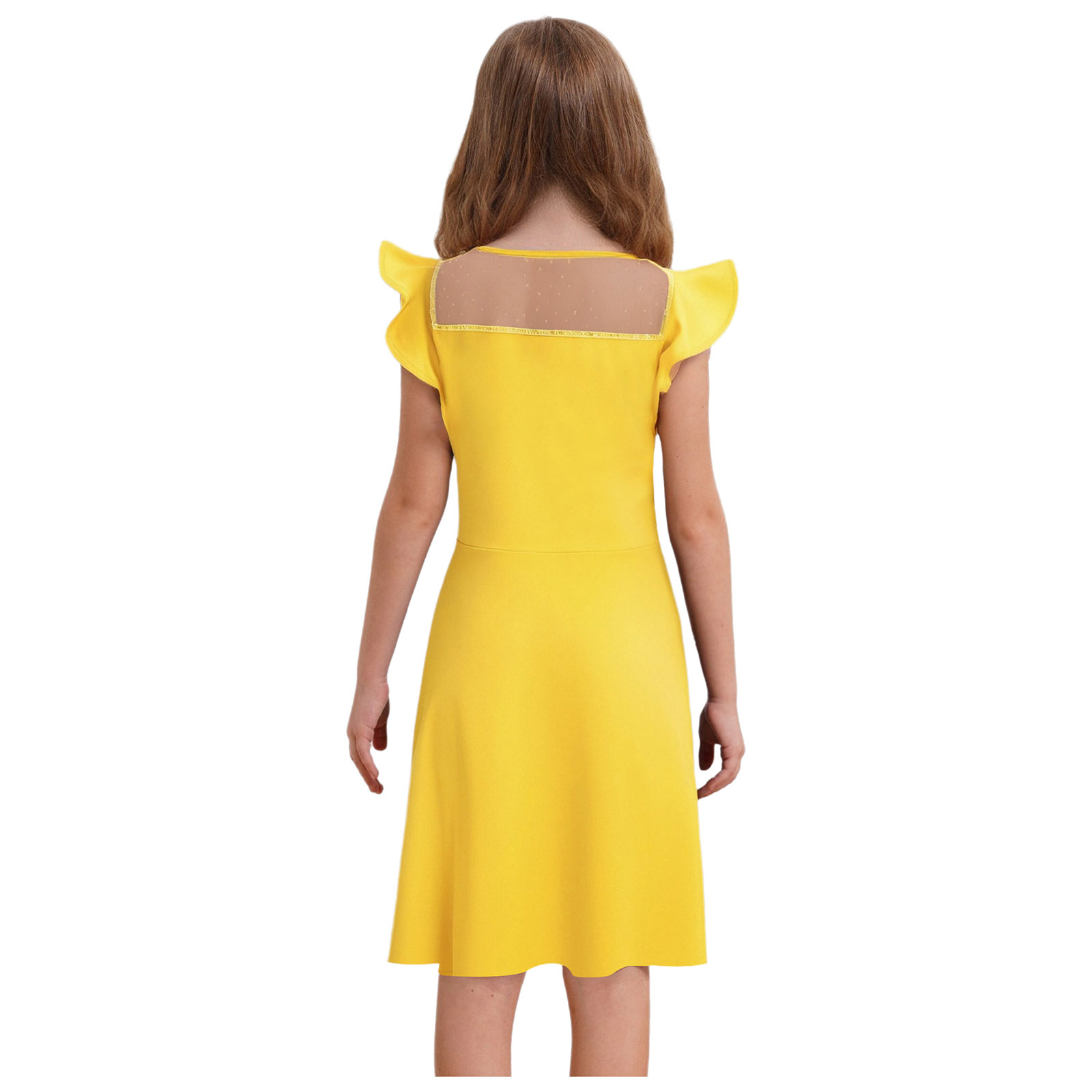10代の女の子の夏のドレス、ラッフルスリーブ、ドット柄、シー - Summer Kids Clothing のレビューと価格