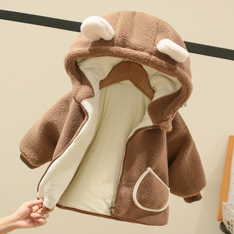 子供用コート女の子冬服フリースコート男の子用厚手アウタークマ - Yours Clothing Summer Jackets のレビューと価格