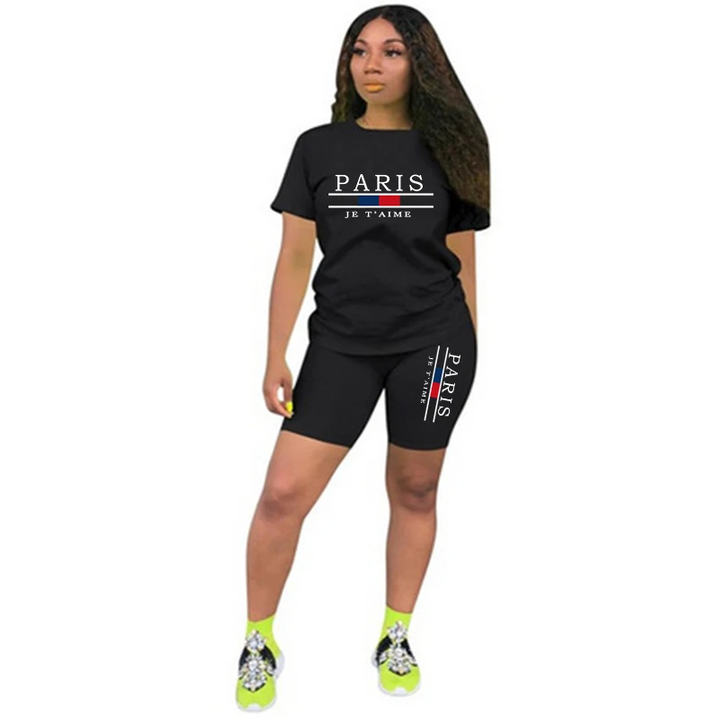 女性 Tシャツ新しい品質カジュアル女性服夏ツーピースセット  - Summer Clothing Women Sale のレビューと価格