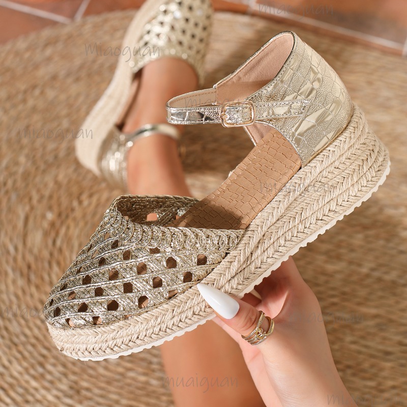 ボヘミアンスタイル レディース 中空編み込み エスパドリーユ - Espadrille Sandal Women のレビューと価格