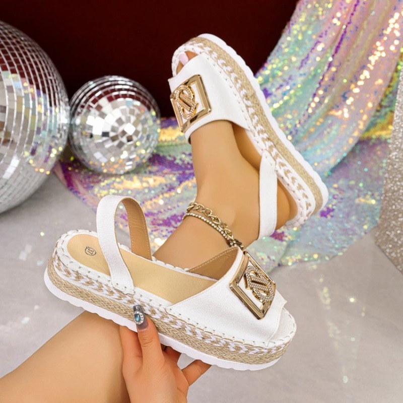 レディースプラットフォームエスパドリーユサンダルラインストー - Espadrille Sandal Women のレビューと価格