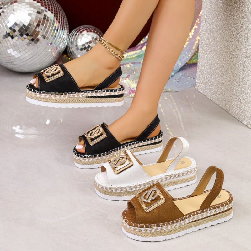 レディースプラットフォームエスパドリーユサンダルラインストー - Espadrille Sandal Women のレビューと価格
