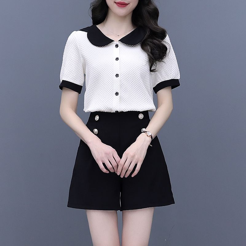 コントラストカラーボタンショートセット レディース 2ピース - Summer Clothing Trends For Women のレビューと価格