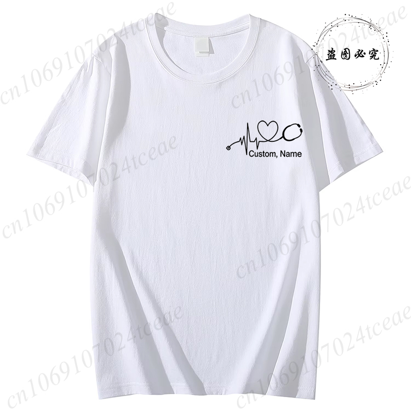 カスタム名ナースシャツ聴診器心拍 RN Tシャツ女性男性服夏 - Summer Clothing Names のレビューと価格