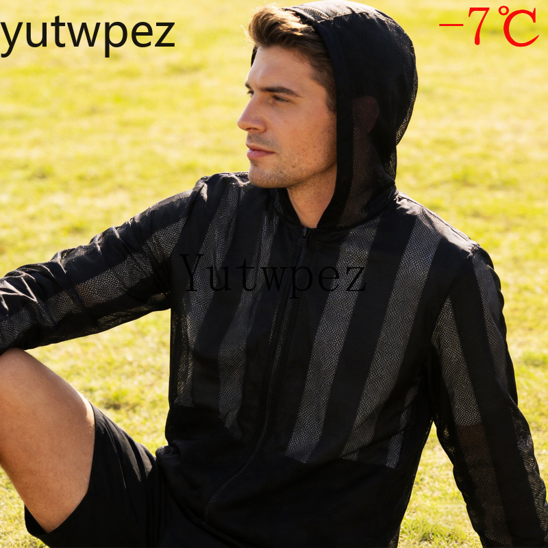 メンズアイスシルク日焼け防止服夏軽量通気性フード付き速乾ジャ - Yours Clothing Summer Jackets のレビューと価格