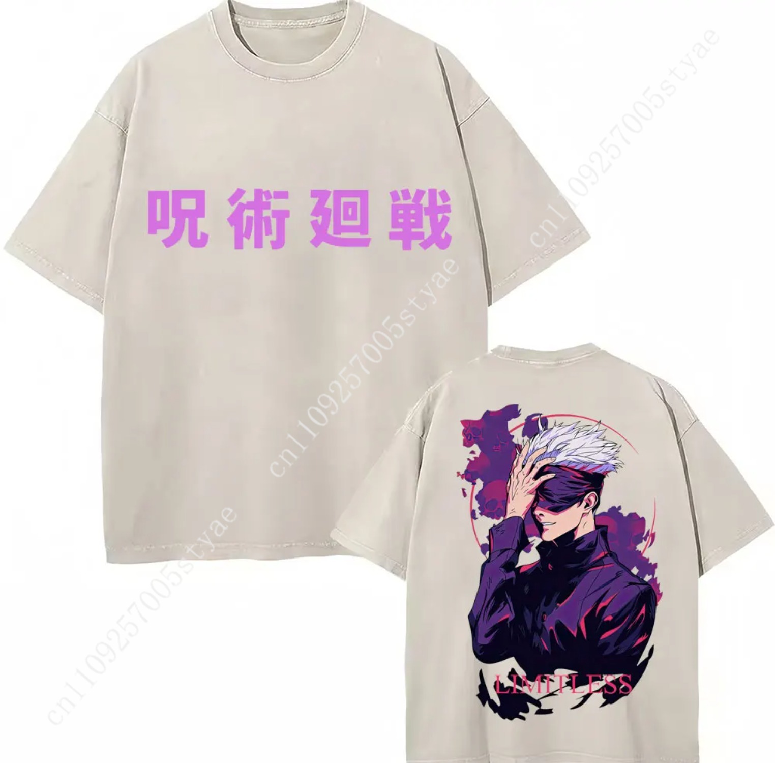 日本アニメ呪術廻戦ウォッシュドTシャツ五条悟ゲトスグールTシ - Summer Quilt のレビューと価格