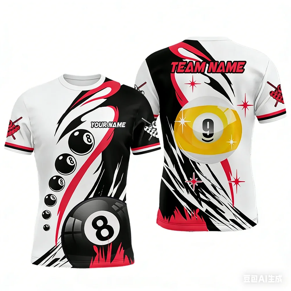 ファッションビリヤードスポーツメンズTシャツ 3Dプリント  - Summer Clothing Names のレビューと価格