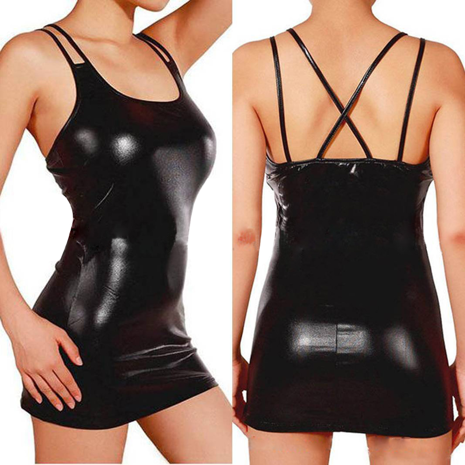 女性用メタリックレザーミニドレス,タイト,セクシー,エロティ - One Summer Clothing Uk のレビューと価格