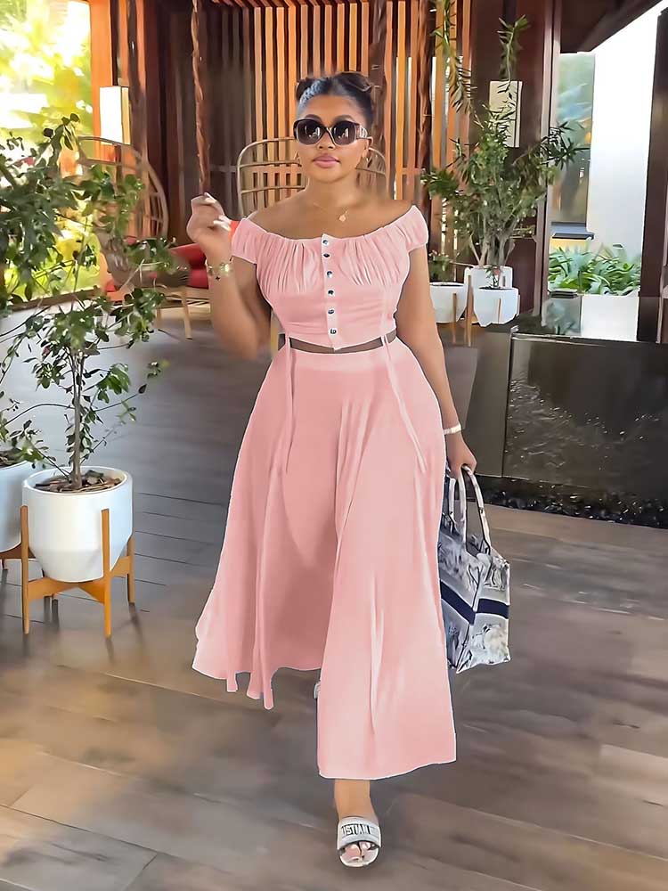 女性のための 2 点セットドレス夏オフショルダートップとロン - Summer Clothing Women Sale のレビューと価格