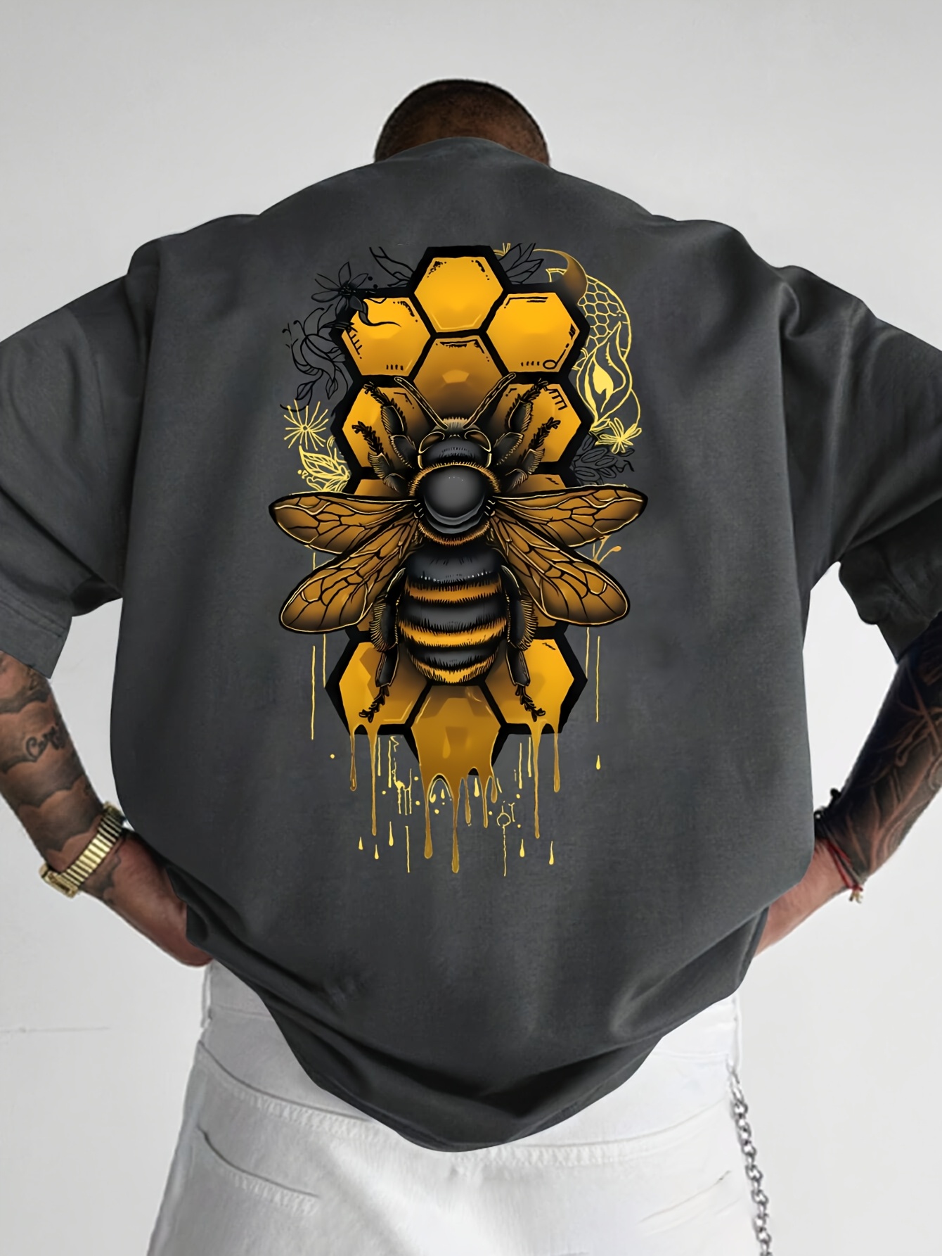 ハニカムビー ハニーが垂れるようなプリント入り 100% コ - Summer Clothing Drip のレビューと価格