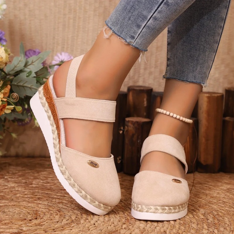 女性クローズドトゥウェッジサンダル女性夏のバックルストラップ - Espadrille Sandal Women のレビューと価格