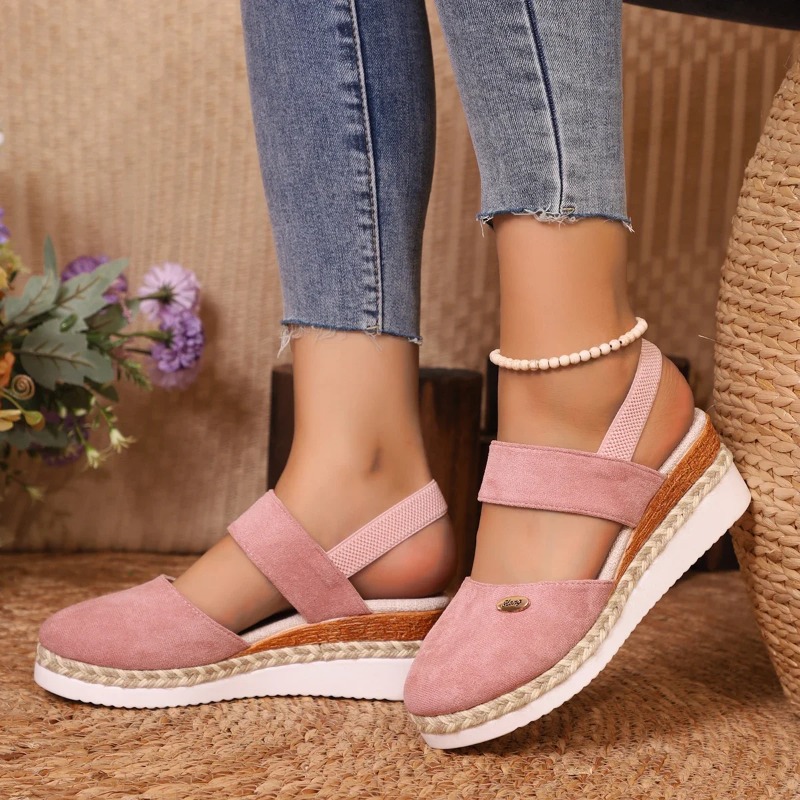 女性クローズドトゥウェッジサンダル女性夏のバックルストラップ - Espadrille Sandal Women のレビューと価格