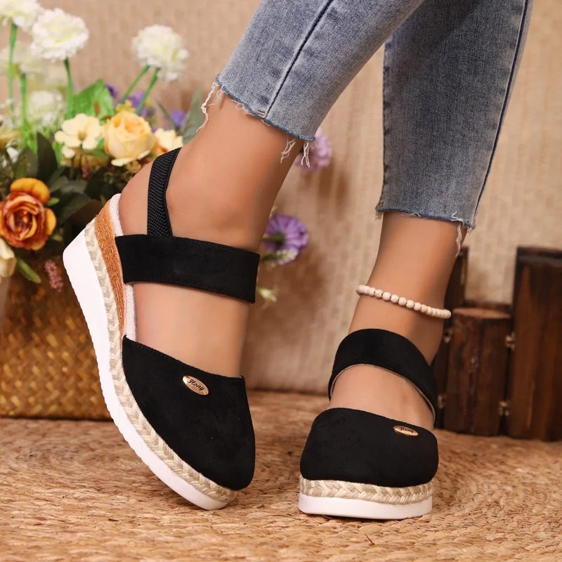 女性クローズドトゥウェッジサンダル女性夏のバックルストラップ - Espadrille Sandal Women のレビューと価格