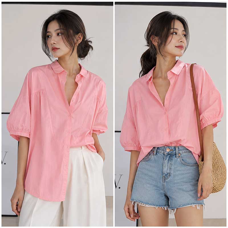 気質五分袖ブラウスルーズトップオフィスレディトレンドシャツ半 - Summer Clothing Trends For Women のレビューと価格