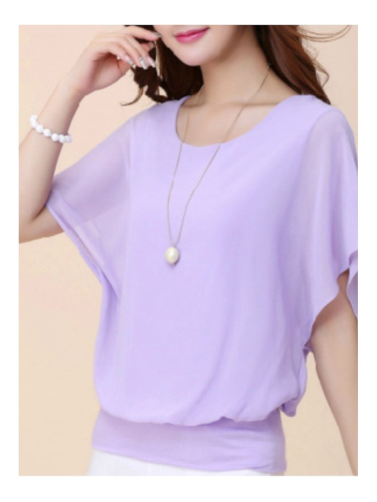 女性用ルーズシフォンシャツ,半袖,ラウンドネック,黒,カジュ - Summer Kids Clothing のレビューと価格