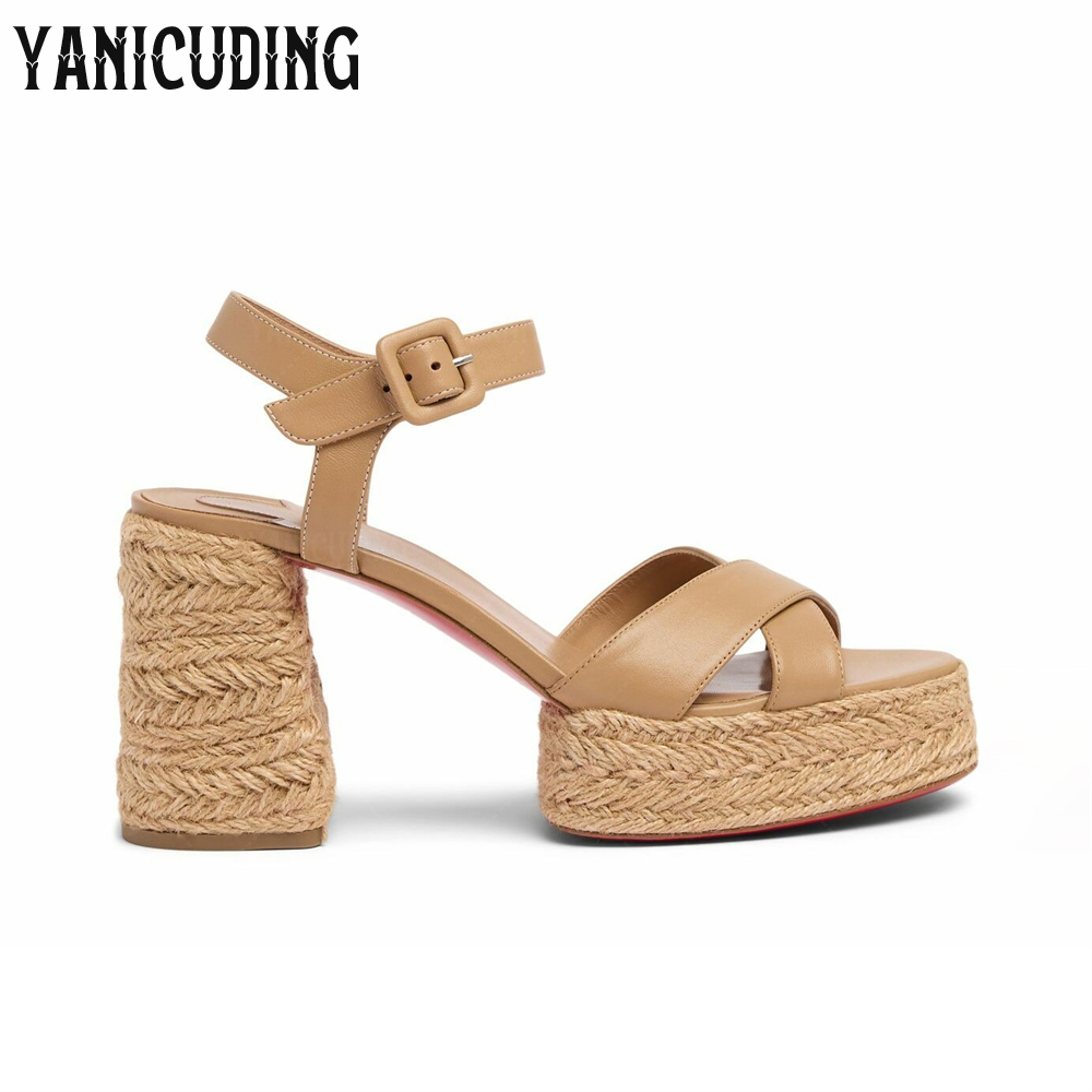 編組ジュートプラットフォームエスパドリーユアンクルバックルレ - Espadrille Sandal Women のレビューと価格