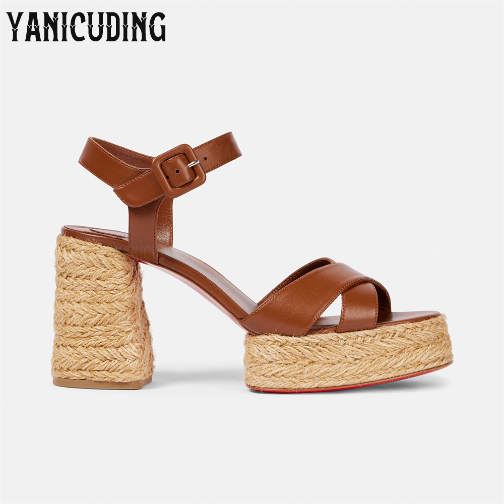 編組ジュートプラットフォームエスパドリーユアンクルバックルレ - Espadrille Sandal Women のレビューと価格