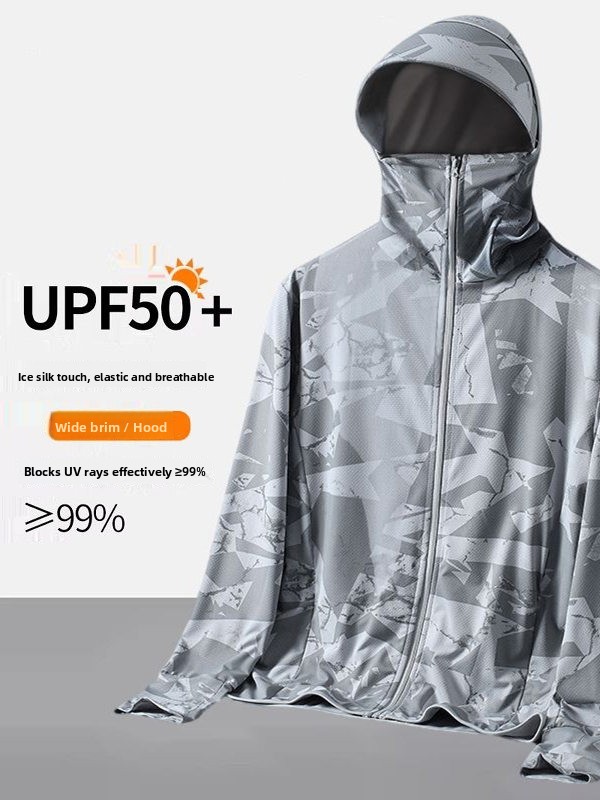 メンズ迷彩柄アイスシルク日焼け止め服 軽量通気性サマーフィッ - Summer Uv Clothing のレビューと価格