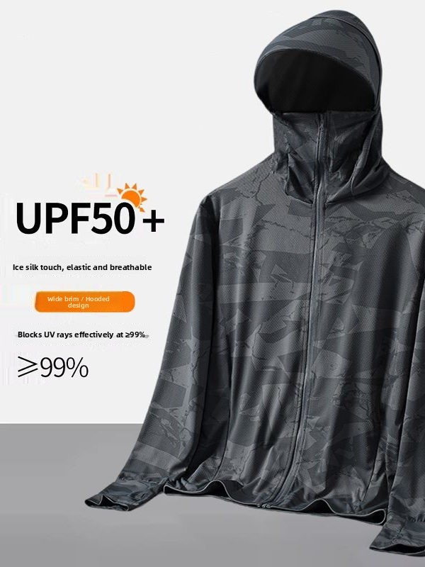 メンズ迷彩柄アイスシルク日焼け止め服 軽量通気性サマーフィッ - Summer Uv Clothing のレビューと価格