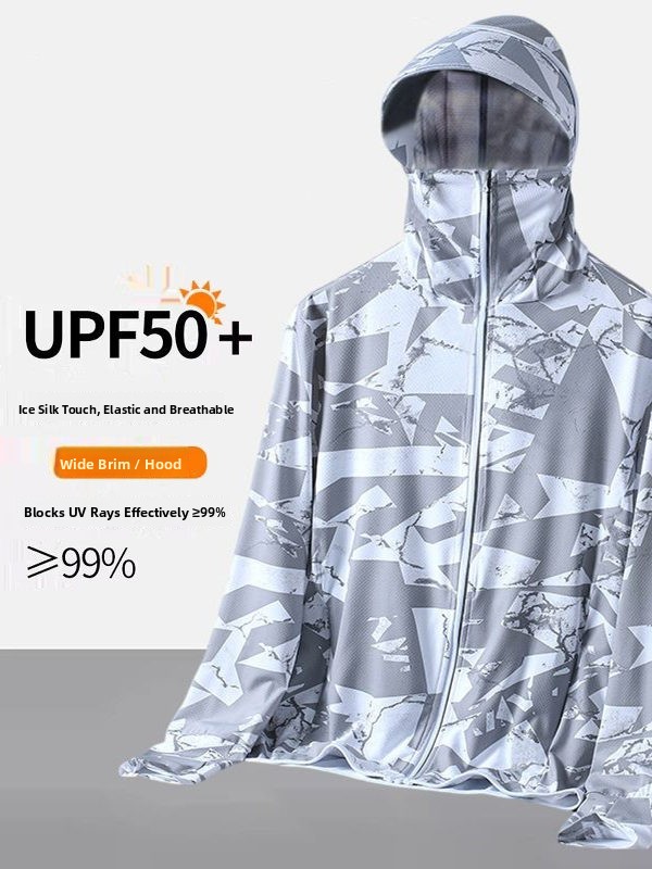 メンズ迷彩柄アイスシルク日焼け止め服 軽量通気性サマーフィッ - Summer Uv Clothing のレビューと価格