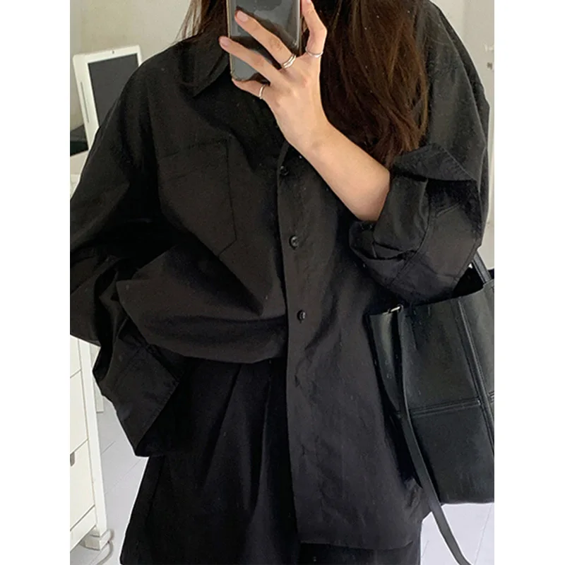 女性用長袖ポロシャツ,黒のルーズトップス,プレッピースタイル - Summer Clothing Trends For Women のレビューと価格