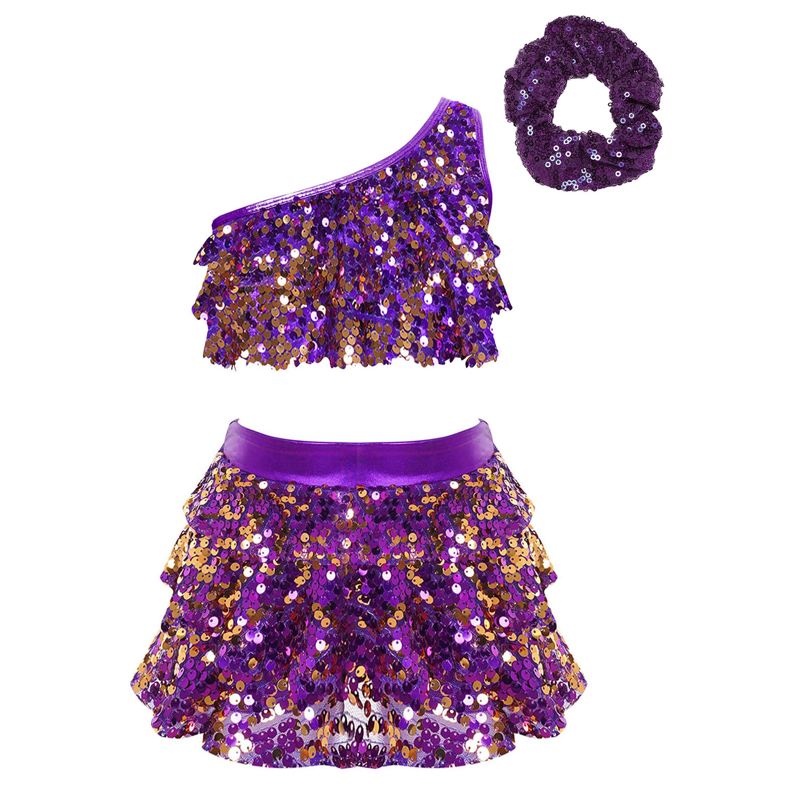 キッズガールズ光沢のあるスパンコールラテンジャズダンス衣装パ - Summer Kids Clothing のレビューと価格